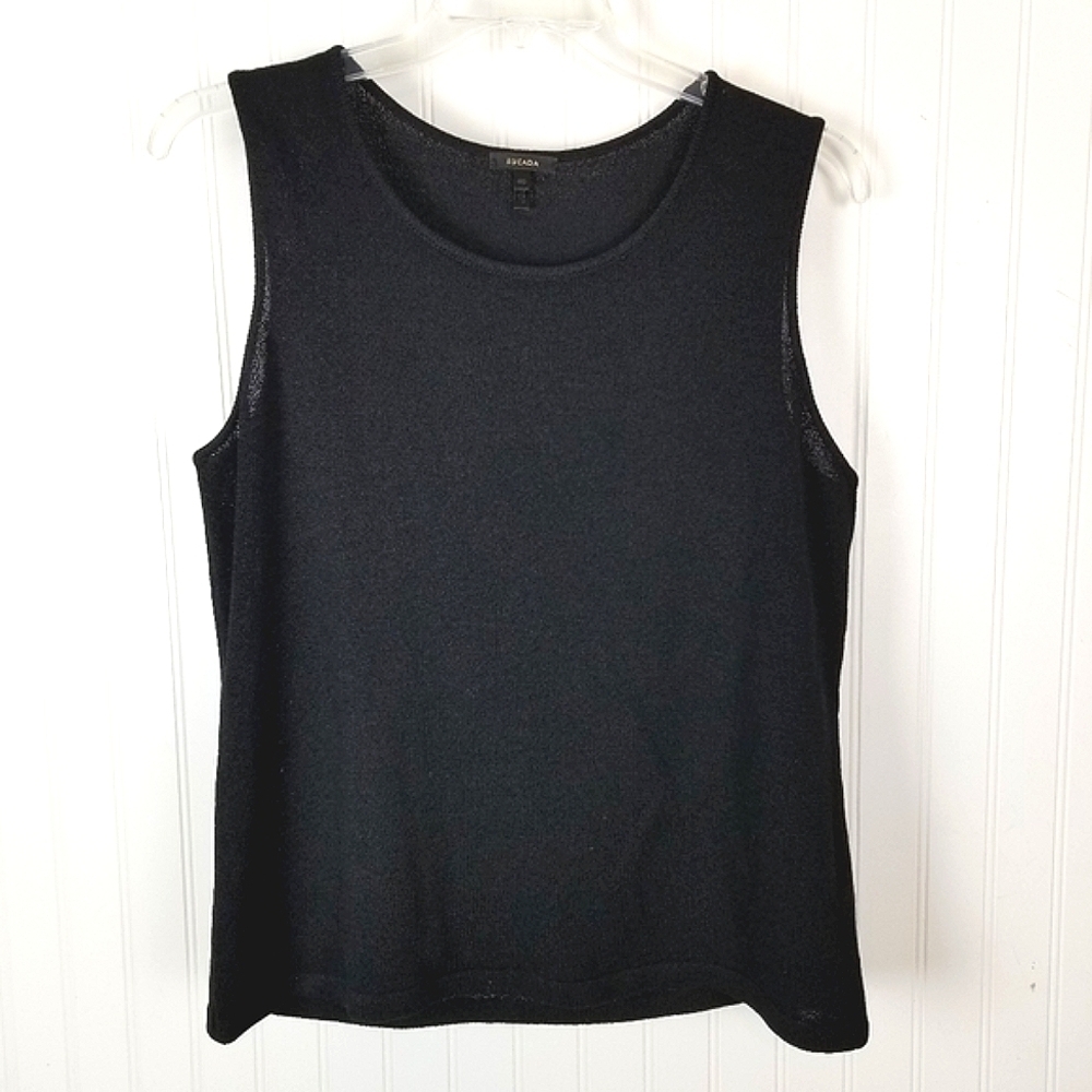 Escada Womens XXL Sleeveless Tank Top Sweater Wool Viscose Black EU 46 Size 16 - Picture 7 of 7